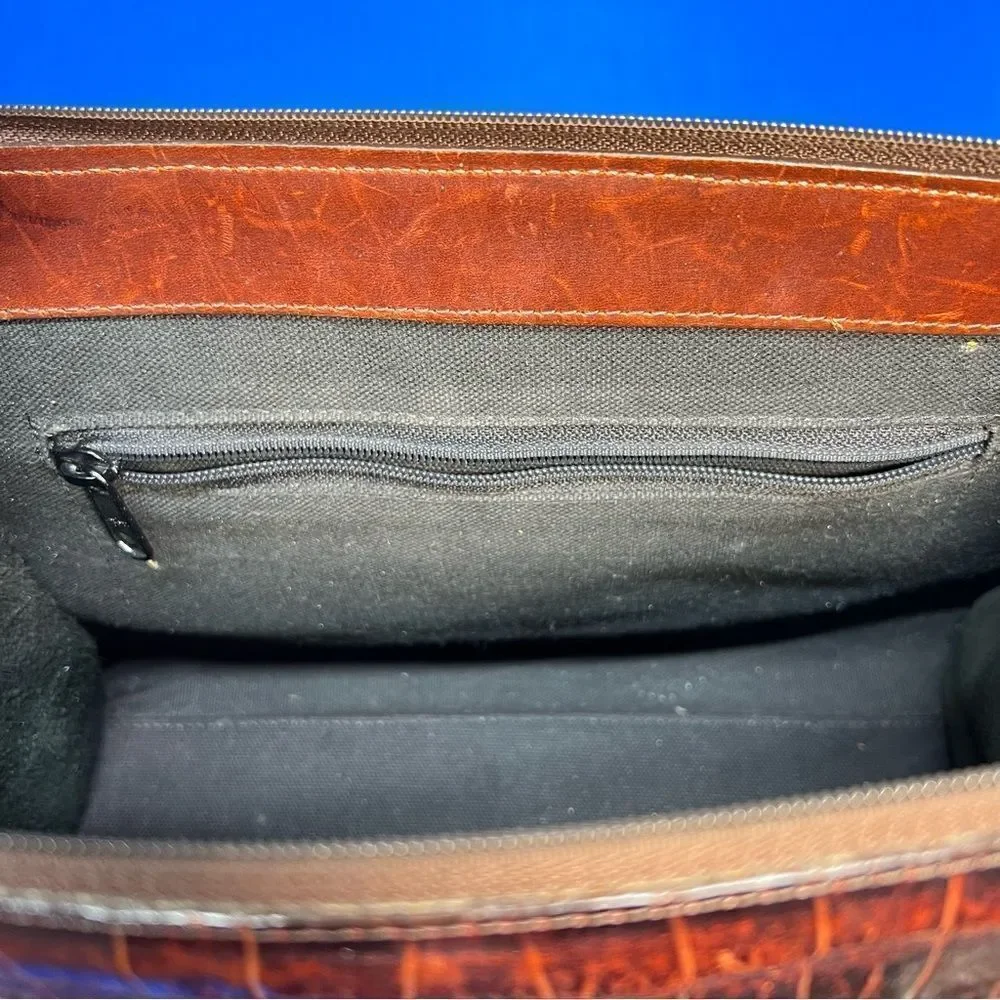 Vintage Brighton April Heart Leather Handbag Brown Black‎ Top Handle Purse